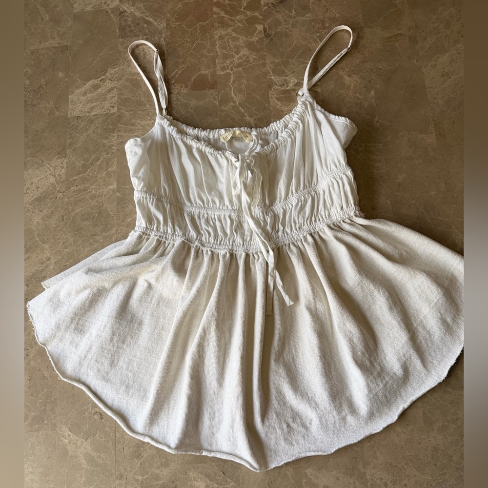Free People Scarlette Mixed Media Babydoll Camisole ivory and white EUC sz M